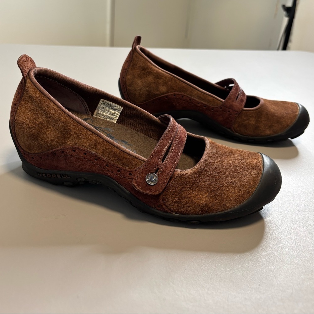 MERRELL Plaza Bandeau Brown Suede Mary Jane shoes size 7.5